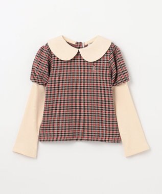 組曲 KIDS 【110-140㎝】チェックジャガード トレーナー ブラウン系3