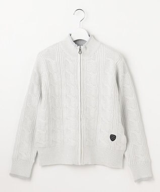 23区GOLF 【WOMEN】ラメケーブルジップアップカーディガン　防風裏地付き ホワイト系