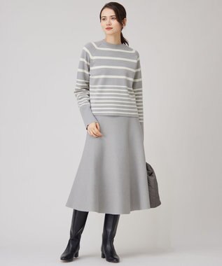 自由区 S 【セットアップ対応・洗える】ウールミラノニット スカート ライトグレー