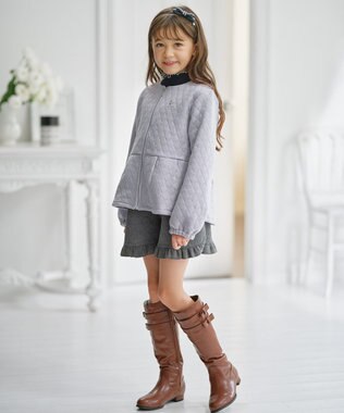 組曲 KIDS 【150-160㎝】ハートキルトジャガード アウター サックスブルー系