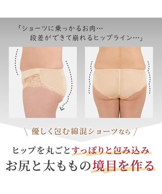 BRADELIS New York 【BRADELIS NewYork peace】優しく包む綿混ショーツ 接触冷感 速乾機能で快適なハイウエストショーツ ピーチベージュ