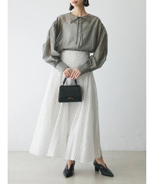 Green Parks AnriettMusee ドットフレアーロングスカート Off White