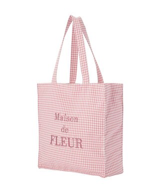 Maison de FLEUR ブランドロゴ刺繍ギンガムスクエアトート Pink