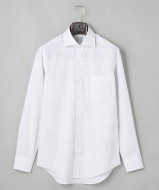 GOTAIRIKU 【形態安定】PREMIUMPLEATS_スモールワイドカラー 通年ドレスシャツ_チェック(25年春夏モデル) ライトグレーチェック