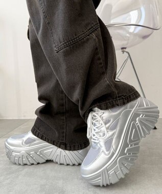 WEGO 【SMLサイズ展開】ボリュームスニーカー シルバー