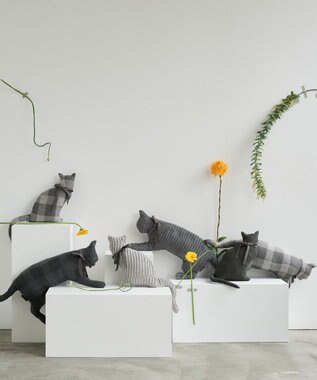 LOOM&SPOOL GRA綿毛布猫クッション ライトグレー