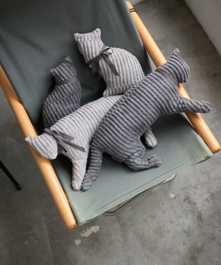 LOOM&SPOOL GRA綿毛布猫クッション ライトグレー