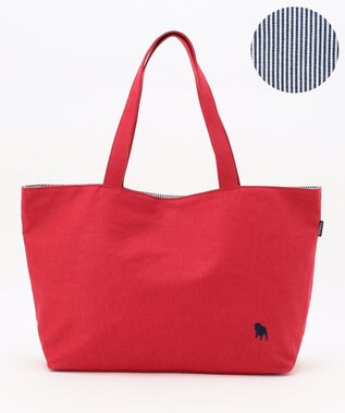 J.PRESS LADIES 【完全受注生産】ポーチ付き キャンバス トートバッグ レッド×ストライプ系