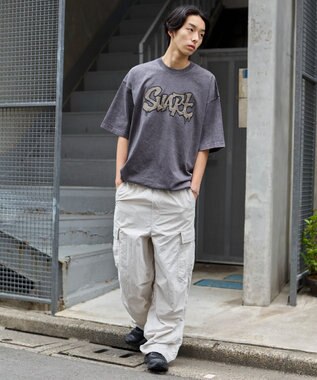 WEGO 【ウエストゴム/MLサイズ展開】ナイロンイージーカーゴパンツ ライトグレー