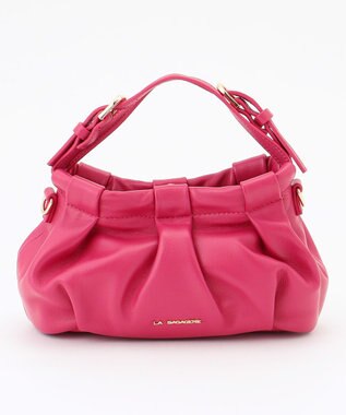 LA BAGAGERIE シープレザー　ギャザーミニマムバッグ ピンク