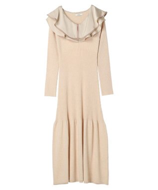 earth music&ecology パイピングフレアカラーニットワンピース Ivory