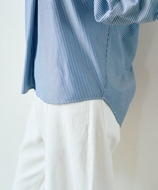 YECCA VECCA タックスリーブスキッパーブラウス Stripe Navy