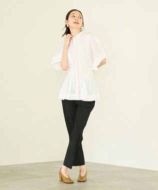 #Newans ナローウエストデザインブラウス ホワイト