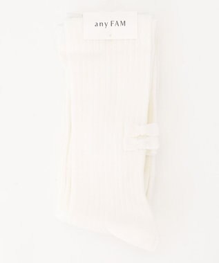 ANY KIDS タイツ（リブ×リボン） オフホワイト