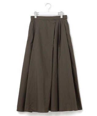 23区 L 【洗える】ナイロンコットンポプリン タック スカート ブラウン系