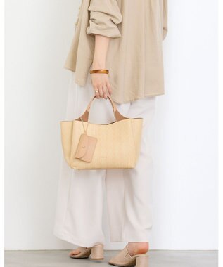 MioFIRANO ウーブンルックハンドバッグ 2WAY パスケース付き　FIRANO フィラノ BEIGE