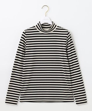 ANY SIS 【洗える】リブタートル カットソー アイボリー×ブラックボーダー