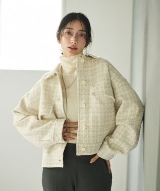 #Newans ツイードブルゾン アイボリー