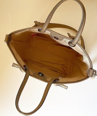 Hekhèr Le Style de Vie 【日本製 / 2WAY】コットンキャンバス×シュリンクレザー ノットハンドバッグ medium グレージュ