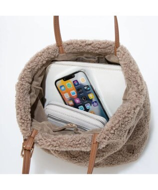 UNBILLION cachecache ドット刺繍ボアミニトートバッグ オーク