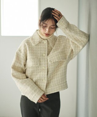 #Newans ツイードブルゾン アイボリー