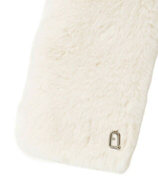 MOONBAT FURLA（フルラ）ビッグ差し込みファーティペット  アーチロゴ フェイクファー オフホワイト