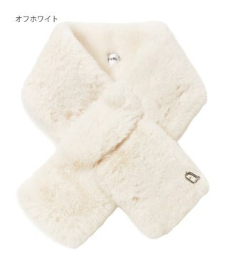 MOONBAT FURLA（フルラ）ビッグ差し込みファーティペット  アーチロゴ フェイクファー オフホワイト