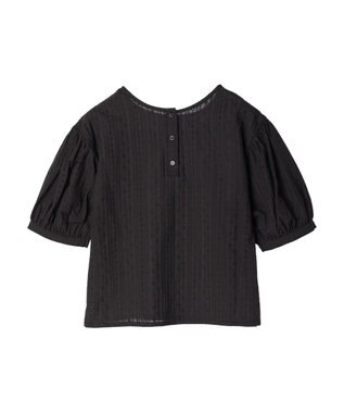 earth music&ecology 刺繍パフスリーブブラウス Black