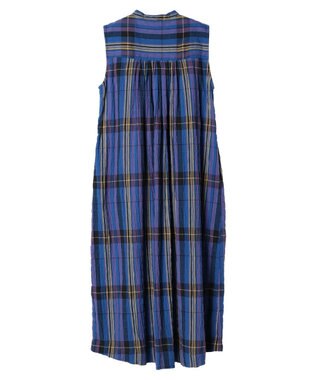 earth music&ecology 綿ＰＵクレープワンピース（ｃｈｅｃｋ柄） Blue