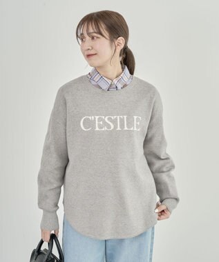 Green Parks もちやわロゴニットプルオーバー Gray Mixture