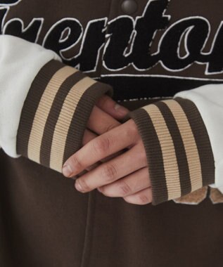 WEGO 【ユニセックス着用ITEM/MLサイズ展開】サガラワッペンスウェットスタジャン ブラウン