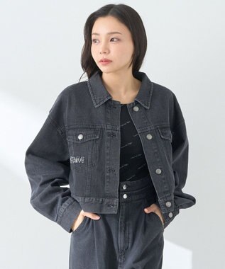 earth music&ecology フリンジロゴショート丈Ｇジャン