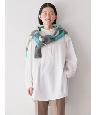 AMERICAN HOLIC イージーケアバンドカラーシャツチュニック Off White
