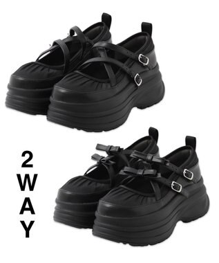 WEGO 2way厚底ストラップシューズ ブラック