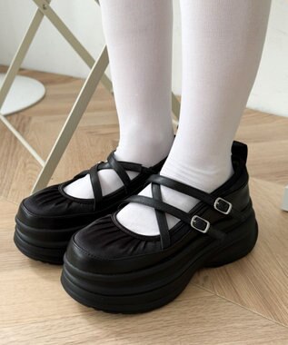 WEGO 2way厚底ストラップシューズ ブラック