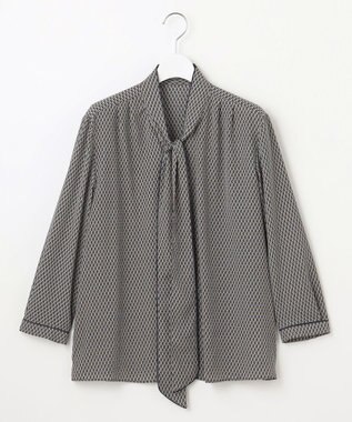 自由区 【洗える】ジオメトリックハートプリント ブラウス グレー系