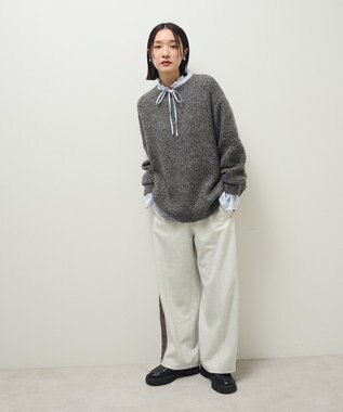 Green Parks フリルカラーインナーシャツ Stripe