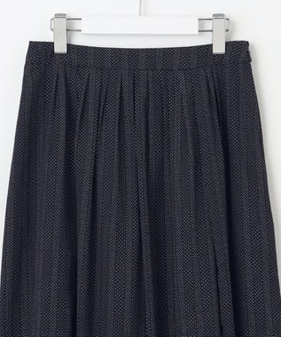 J.PRESS LADIES L 【洗える】ドットデシンプリント タック スカート ネイビー系