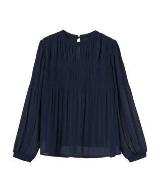 earth music&ecology マジョリカプリーツブラウス Navy