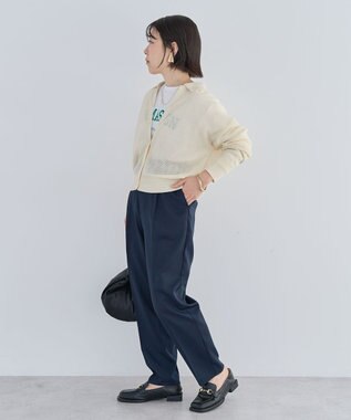 Green Parks 衿つきメッシュニットプルオーバー Ecru