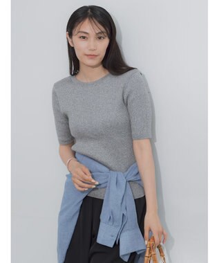 Te chichi ラメメランジリブニット グレー
