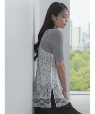 Te chichi ラメメランジリブニット グレー