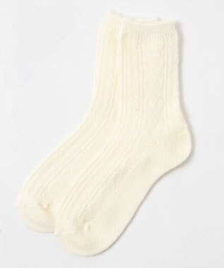 WEGO 【あったか】ぽかぽか裏起毛ハートケーブルソックス オフホワイト