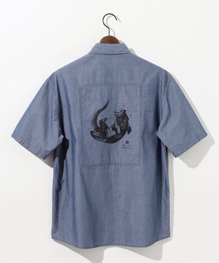 JOSEPH ABBOUD MOUNTAIN 【テーム・ヤルヴィモチーフ】バックデザイン 半袖シャツ ネイビー系