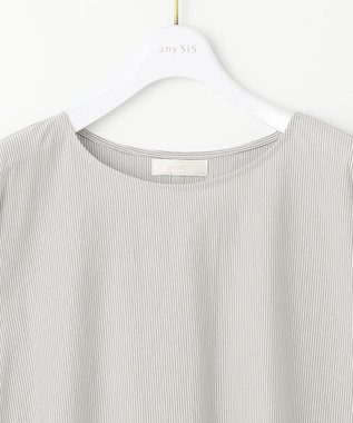 ANY SIS S 【洗える】シルケットストライプフレンチスリーブ カットソー ミントストライプ