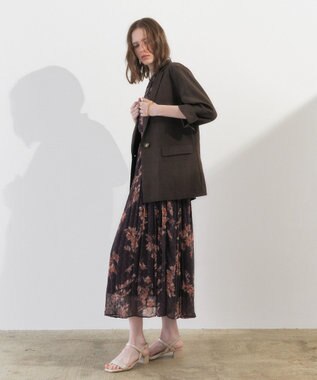 YECCA VECCA マシンウォッシャブルリネンライクジャケット Brown