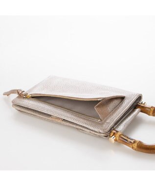 UNBILLION perche バンブーハンドルゴートモバイルウォレットショルダー シルバー