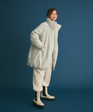 Green Parks シームレス中綿ドロストコート Smoky Green