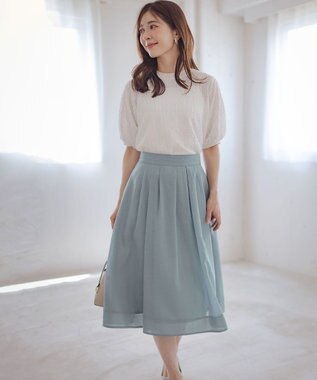 組曲 S レーシージャージーニットライク カットソー ホワイト系