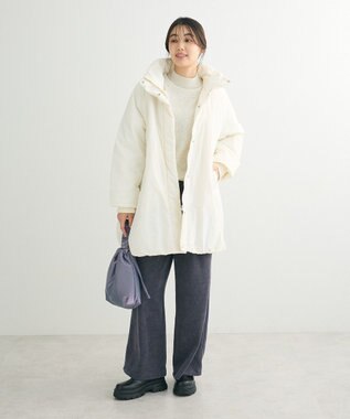 Green Parks シームレス中綿ドロストコート Off White